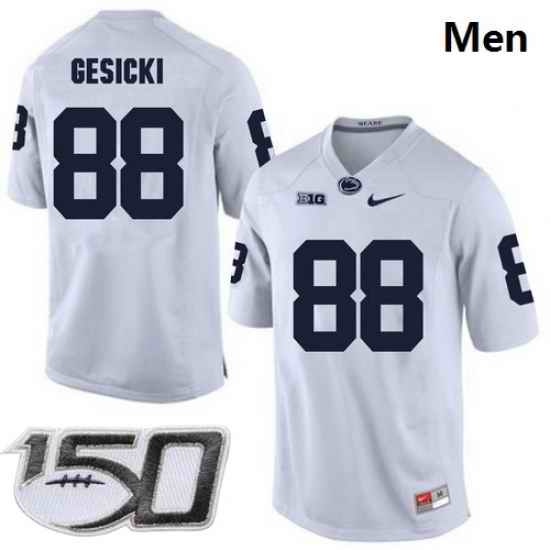 Men Penn State Nittany Lions 88 Mike Gesicki White College Football Stitched 150TH Patch Jersey